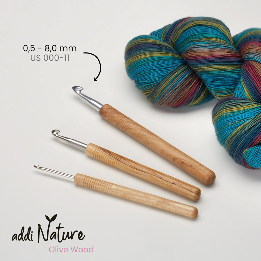 addiNature Olive Wood Yarn Crochet Hook – single
